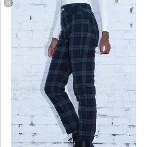 brandy melville green plaid jane pants